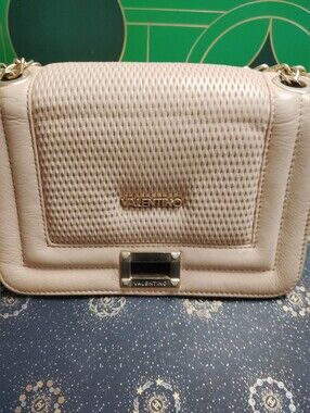 Valentino Pale Pink Quilted Shoulder Bag with Gold Hardware